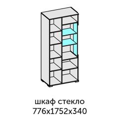 Аллегро-10 Шкаф 2дв. (со стеклом) (дуб крафт золотой-камень темный) в Чайковском - chaykovskiy.mebel24.online | фото 2