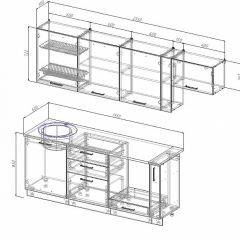 Кухонный гарнитур Антрацит 2550 (Стол. 26мм) в Чайковском - chaykovskiy.mebel24.online | фото 2