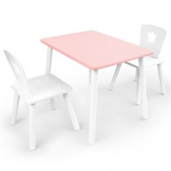 Комплект детской мебели стол и два стула Корона  (Розовый/Белый/Белый) в Чайковском - chaykovskiy.mebel24.online | фото