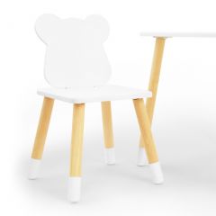 Комплект детской мебели стол и два стула Мишутка (Белый/Белый/Береза) в Чайковском - chaykovskiy.mebel24.online | фото 1