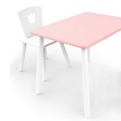 Комплект детской мебели стол и стул Корона (Розовый/Белый/Белый) в Чайковском - chaykovskiy.mebel24.online | фото 1