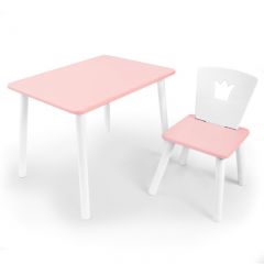Комплект детской мебели стол и стул Корона (Розовый/Розовый/Белый) в Чайковском - chaykovskiy.mebel24.online | фото