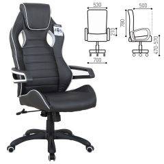 Кресло компьютерное BRABIX Techno Pro GM-003 (экокожа черное/серое, вставки серые) 531814 в Чайковском - chaykovskiy.mebel24.online | фото