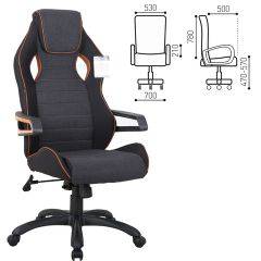 Кресло компьютерное BRABIX Techno Pro GM-003 (ткань черное/серое, вставки оранжевые) 531813 в Чайковском - chaykovskiy.mebel24.online | фото 2