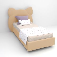 Кровать Котя с ортопедическим основанием 800 (экокожа бежевый) в Чайковском - chaykovskiy.mebel24.online | фото