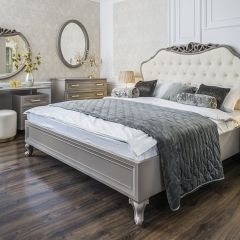 Кровать Мокко 1600 с мягким изголовьем + основание (серый камень) в Чайковском - chaykovskiy.mebel24.online | фото 1