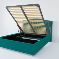 Кровать Нягань с ПМ 1200 (велюр бирюзовый) в Чайковском - chaykovskiy.mebel24.online | фото