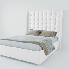 Кровать Венеция ЛЮКС с ПМ 1200 (экокожа белая) в Чайковском - chaykovskiy.mebel24.online | фото 2