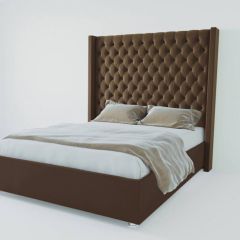 Кровать Версаль ЛЮКС с ПМ 1200 (экокожа коричневая) в Чайковском - chaykovskiy.mebel24.online | фото