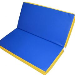 Мат гимнастический 1х1х0,08м складной цв. синий-желтый в Чайковском - chaykovskiy.mebel24.online | фото 1