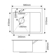 Мойка HD5851L MELANA ProfLine 3,0/200 САТИН врезная прямоугольная с коландером HD5851L в Чайковском - chaykovskiy.mebel24.online | фото 2