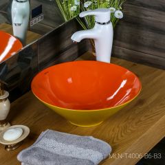 Накладная раковина melana mln-t4006-b6+b3 (желто-красная) в Чайковском - chaykovskiy.mebel24.online | фото
