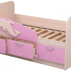 Кровать Дельфин 1,6 (Дуб молочный/фасад - Ламарти розовый) в Чайковском - chaykovskiy.mebel24.online | фото 1