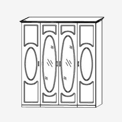 Прованс-2 Шкаф 4-х дверный с 2 зеркалами (Итальянский орех/Груша с платиной черной) в Чайковском - chaykovskiy.mebel24.online | фото