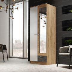 Шкаф Адель 800 с полками (дуб вотан/белый глянец) в Чайковском - chaykovskiy.mebel24.online | фото