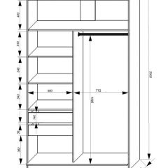 Шкаф-купе 1400 серии SOFT D1+D3+B2+PL1 (2 ящика+1штанга) профиль «Графит» в Чайковском - chaykovskiy.mebel24.online | фото 3