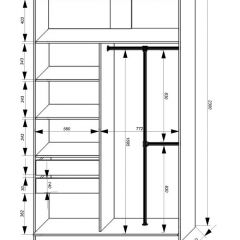 Шкаф-купе 1400 серии SOFT D8+D2+B2+PL4 (2 ящика+F обр.штанга) профиль «Графит» в Чайковском - chaykovskiy.mebel24.online | фото 3