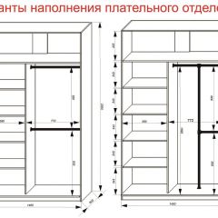 Шкаф-купе 1400 серии SOFT D8+D2+B2+PL4 (2 ящика+F обр.штанга) профиль «Капучино» в Чайковском - chaykovskiy.mebel24.online | фото 7