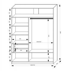 Шкаф-купе 1500 серии NEW CLASSIC K2+K2+B2+PL2(2 ящика+1 штанга+1 полка) профиль «Капучино» в Чайковском - chaykovskiy.mebel24.online | фото 3