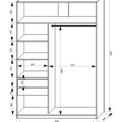 Шкаф-купе 1600 серии SOFT D1+D3+B2+PL1 (2 ящика+1штанга) профиль «Графит» в Чайковском - chaykovskiy.mebel24.online | фото 4