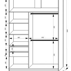 Шкаф-купе 1600 серии SOFT D8+D2+B2+PL4 (2 ящика+F обр.штанга) профиль «Графит» в Чайковском - chaykovskiy.mebel24.online | фото 2