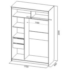 Шкаф-купе №19 Серия 3 Инфинити с зеркалами (1700) Ясень Анкор светлый в Чайковском - chaykovskiy.mebel24.online | фото 6
