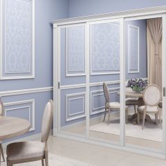 Шкаф-купе 2150 серии NEW CLASSIC K1+K1+K1+B22+PL4 (по 2 ящика лев/прав+F обр.штанга) профиль «Капучино» в Чайковском - chaykovskiy.mebel24.online | фото