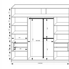 Шкаф-купе 2150 серии NEW CLASSIC K4+K4+K4+B22+PL4(по 2 ящика лев/прав+F обр.штанга) профиль «Капучино» в Чайковском - chaykovskiy.mebel24.online | фото 3