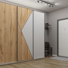 Шкаф-купе 2400 серии SOFT D2+D7+D3+B22+PL2 (по 2 ящика лев/прав+1штанга+1полка) профиль «Графит» в Чайковском - chaykovskiy.mebel24.online | фото