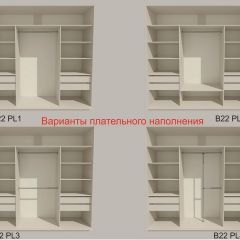 Шкаф-купе 2400 серии SOFT D7+D3+D3+B22+PL4 (по 2 ящика лев/прав+2штанги) профиль «Капучино» в Чайковском - chaykovskiy.mebel24.online | фото 6