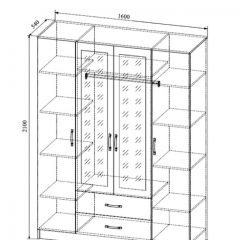 СОФИ СШК1600.1Шкаф 4-х ств с2мя зерк, 2 ящиками в Чайковском - chaykovskiy.mebel24.online | фото 2