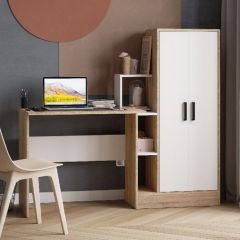 Стол компьютерный СКМ-1 ЛДСП Белый/Дуб сонома в Чайковском - chaykovskiy.mebel24.online | фото