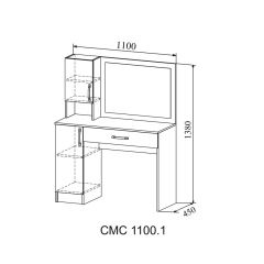 СОФИ Стол макияжный СМС 1100.1 с зеркалом (дуб сонома/белый) в Чайковском - chaykovskiy.mebel24.online | фото 2