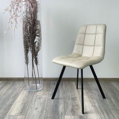 Стул CHILLI SQUARE HK017-02 серо-бежевый, PU/ черный каркас М-City в Чайковском - chaykovskiy.mebel24.online | фото 2