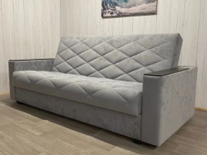 Диван Престиж-15 (НПБ+МДФ) велюр Sensey silver в Чайковском - chaykovskiy.mebel24.online | фото 2
