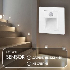 DK1020-WH Светильник встраиваемый в стену c датчиком движения, IP 20, LED 3000, 1 Вт, белый, пластик в Чайковском - chaykovskiy.mebel24.online | фото 2