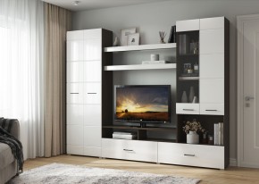 Гостиная Альфа МДФ (Венге/Белый глянец) в Чайковском - chaykovskiy.mebel24.online | фото 4