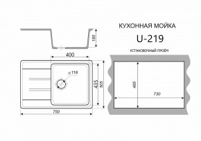 Каменная мойка ULSTONE U-219 (755х505) в Чайковском - chaykovskiy.mebel24.online | фото 2