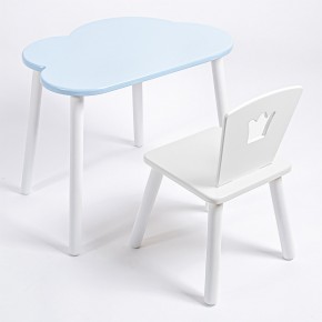 Комплект детский стол ОБЛАЧКО и стул КОРОНА ROLTI Baby (голубая  столешница/белое сиденье/белые ножки) в Чайковском - chaykovskiy.mebel24.online | фото