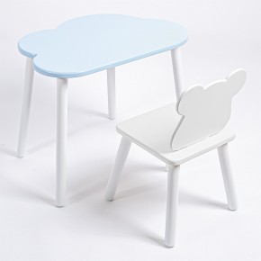 Комплект детский стол ОБЛАЧКО и стул МИШКА ROLTI Baby (голубая столешница/белое сиденье/белые ножки) в Чайковском - chaykovskiy.mebel24.online | фото 1