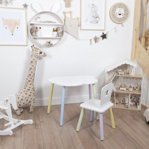 Комплект детский стол ОБЛАЧКО и стул ЗВЕЗДА ROLTI Baby (белая столешница/белое сиденье/цветные ножки) в Чайковском - chaykovskiy.mebel24.online | фото
