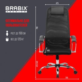 Кресло BRABIX PREMIUM "Ultimate EX-800" хром, плотная двойная сетка Х2, черное, 532911 в Чайковском - chaykovskiy.mebel24.online | фото 6