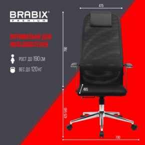 Кресло BRABIX PREMIUM "Ultimate EX-801" хром, плотная двойная сетка Х2, черное, 532917 в Чайковском - chaykovskiy.mebel24.online | фото 7