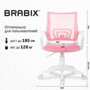 Кресло BRABIX "Fly MG-396W", с подлокотниками, пластик белый, сетка, розовое, 533008 в Чайковском - chaykovskiy.mebel24.online | фото 5