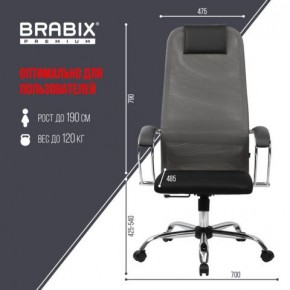 Кресло офисное BRABIX PREMIUM "Ultimate EX-800" хром, плотная двойная сетка Х2, черное/серое, 532912 в Чайковском - chaykovskiy.mebel24.online | фото 3