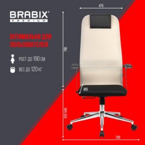 Кресло офисное BRABIX PREMIUM "Ultimate EX-801" хром, плотная двойная сетка Х2, черное/бежевое, 532919 в Чайковском - chaykovskiy.mebel24.online | фото 6