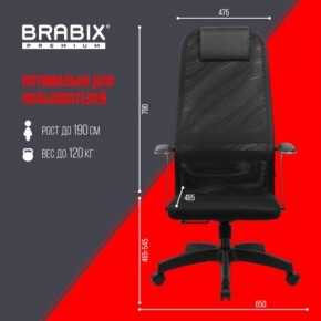 Кресло офисное BRABIX PREMIUM "Ultimate EX-801" пластик, плотная двойная сетка Х2, черное, 532922 в Чайковском - chaykovskiy.mebel24.online | фото 5