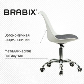 Кресло стул BRABIX "Eames MG-310 CH", хром, пластик белый, ткань серая, 532924 в Чайковском - chaykovskiy.mebel24.online | фото 5