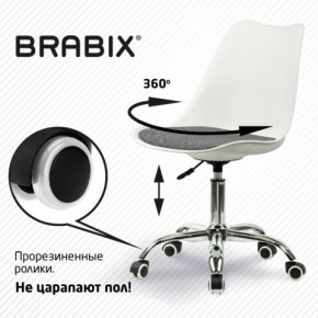 Кресло стул BRABIX "Eames MG-310 CH", хром, пластик белый, ткань серая, 532924 в Чайковском - chaykovskiy.mebel24.online | фото 7