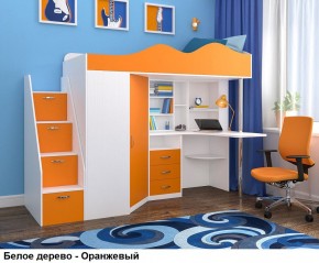 Кровать-чердак Пионер 1 (800*1900) Белое дерево, Анкор темный, Венге в Чайковском - chaykovskiy.mebel24.online | фото 6